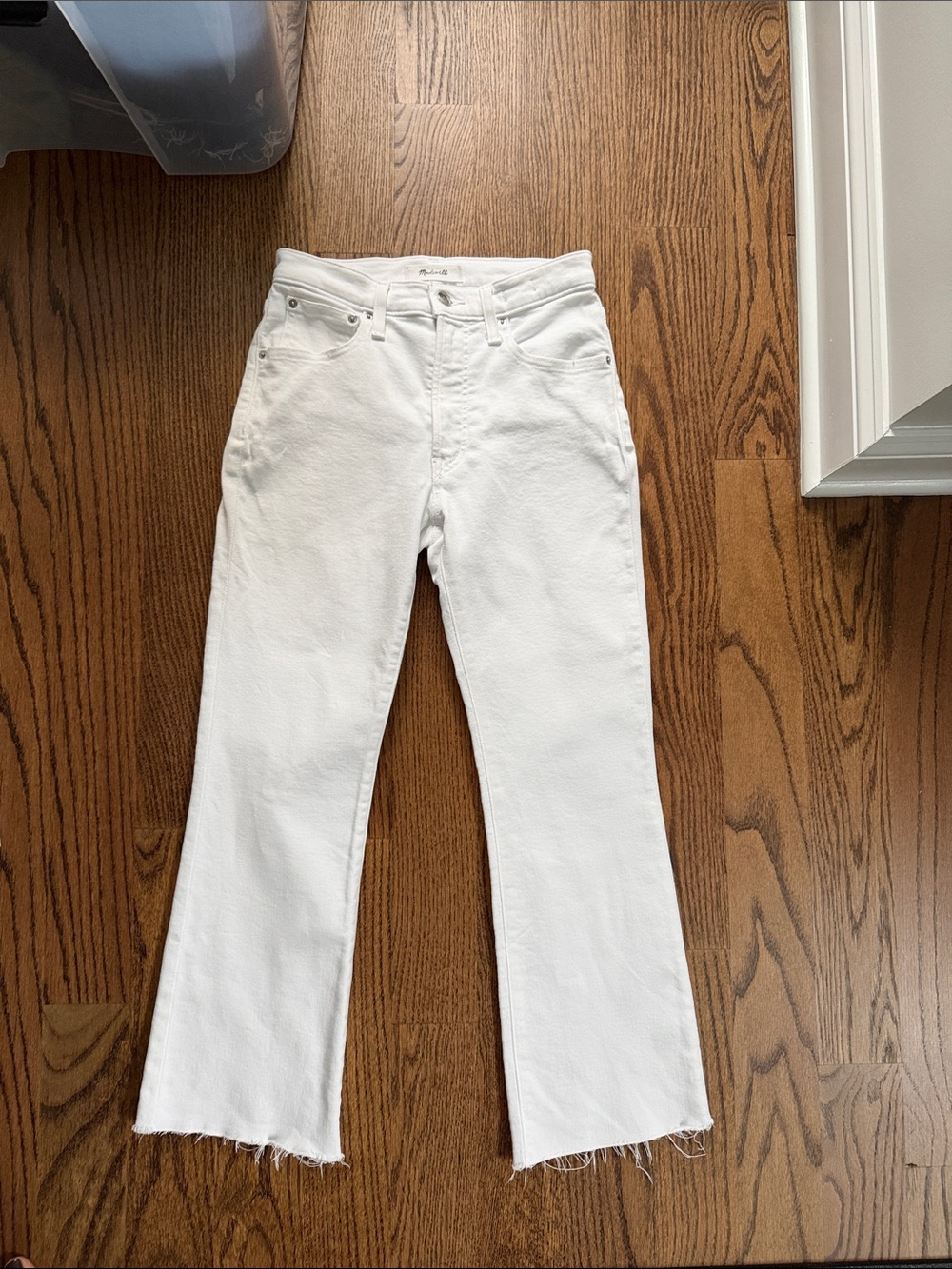 Madewell White Raw Hem The Stretch Flare Crop
